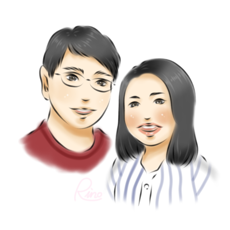 ご夫婦の似顔絵イラストになります。