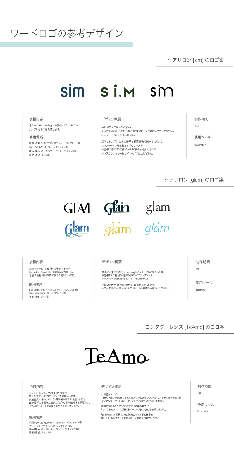 ワードロゴの参考デザイン