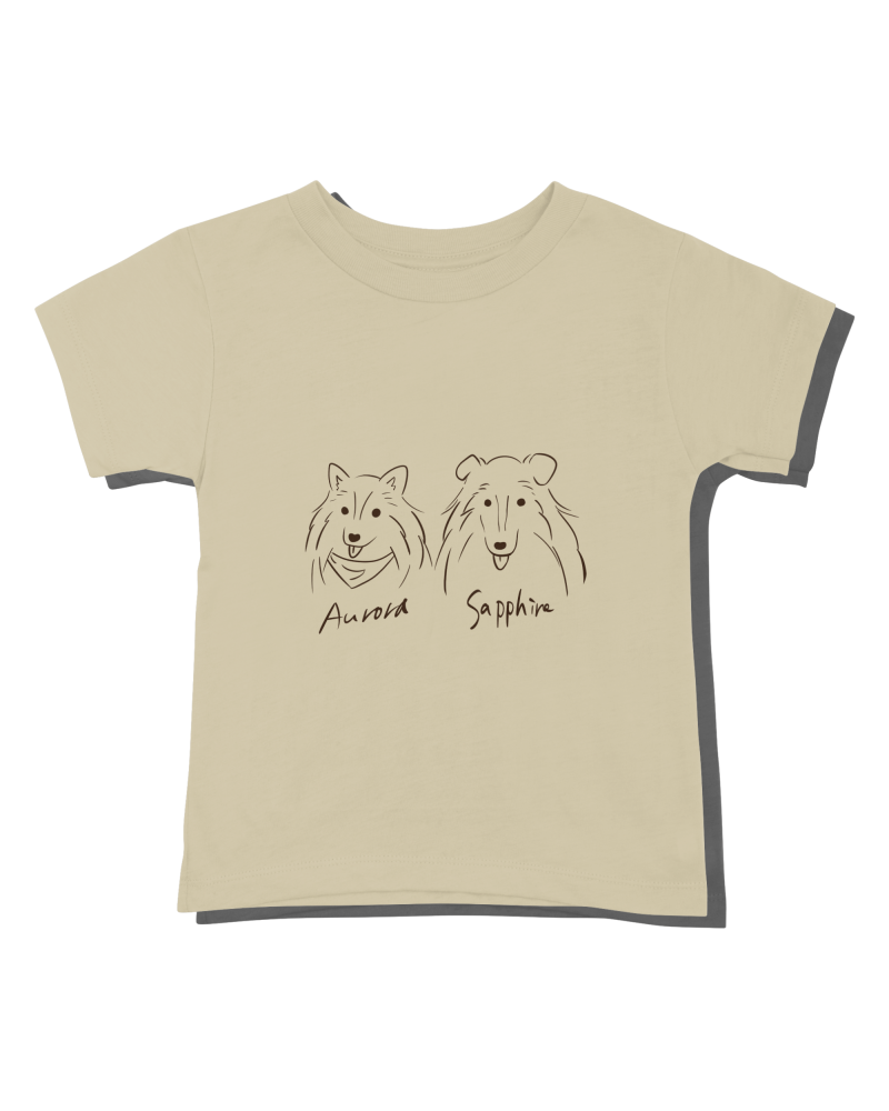 ワンちゃんのイラストから作成したTシャツのデザイン例